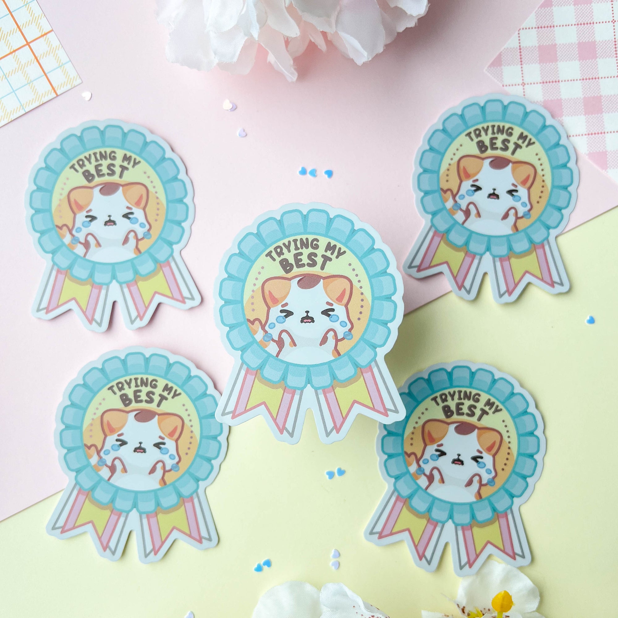 Trying My Best Calico Cat Sticker