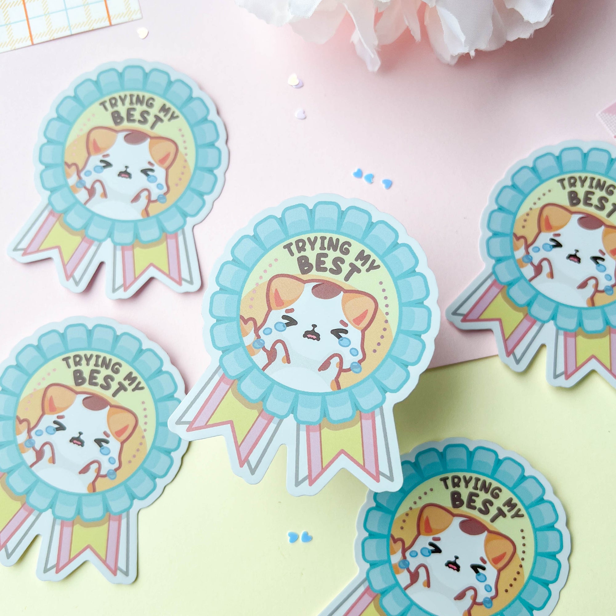 Trying My Best Calico Cat Sticker
