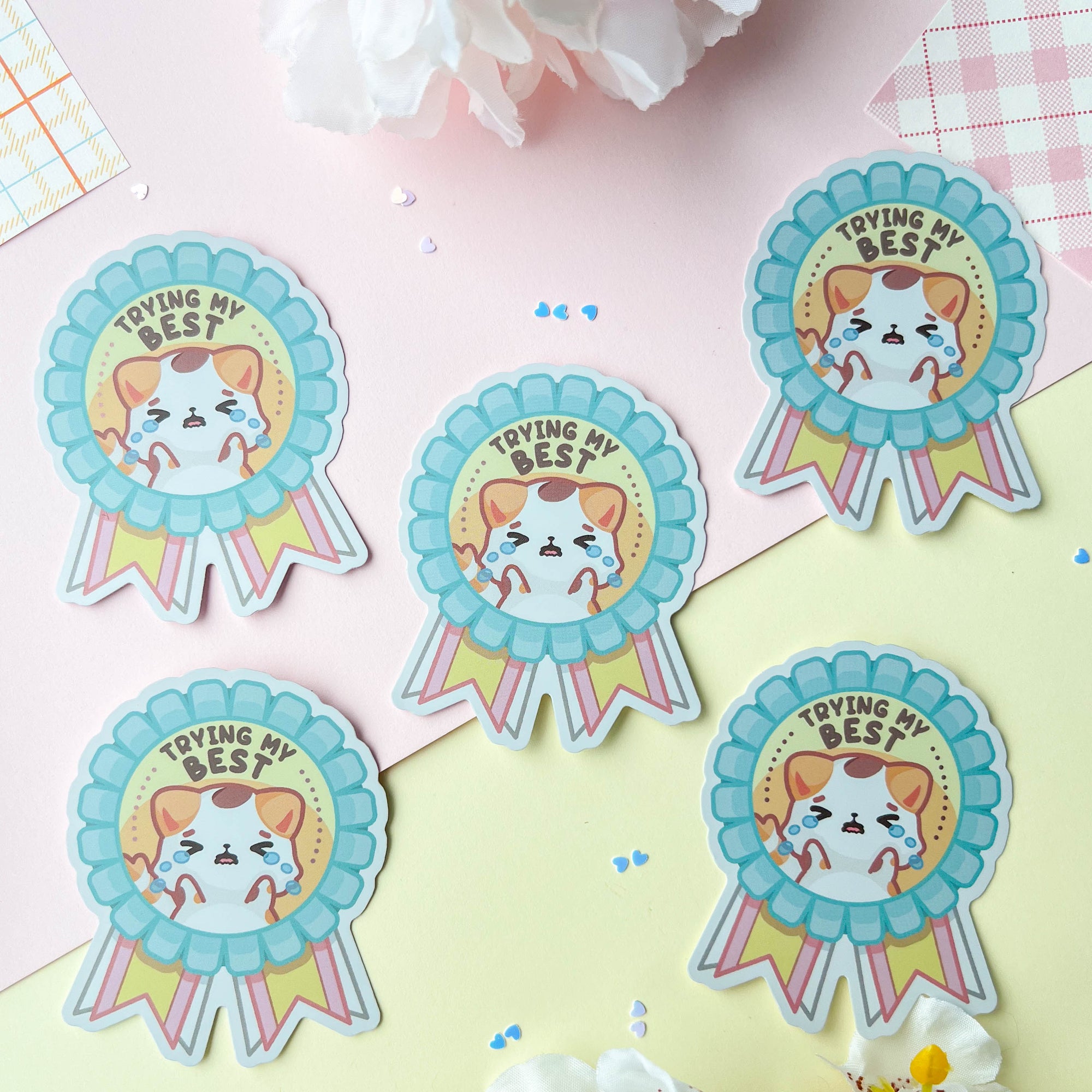 Trying My Best Calico Cat Sticker