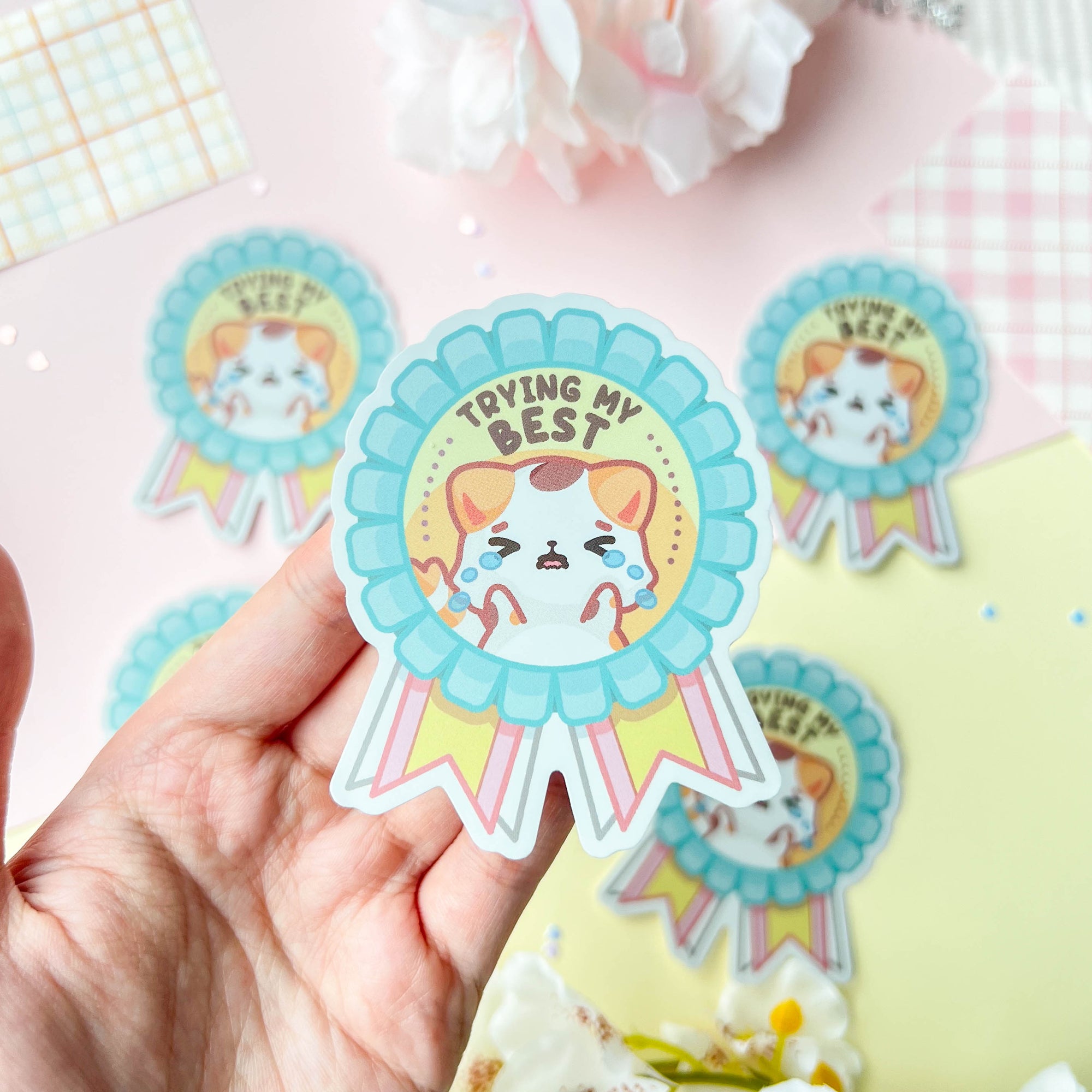 Trying My Best Calico Cat Sticker