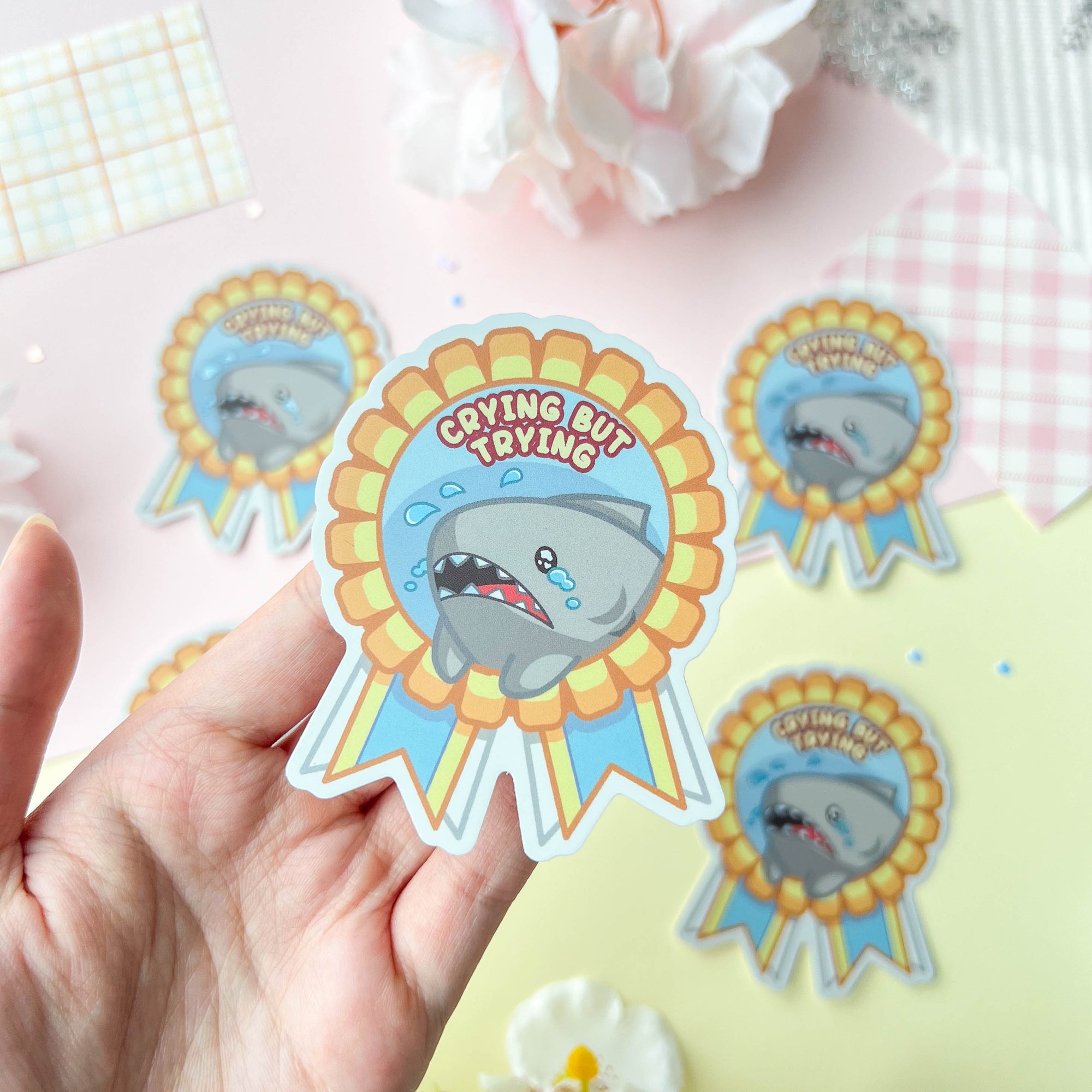 Crying But Trying Sticker