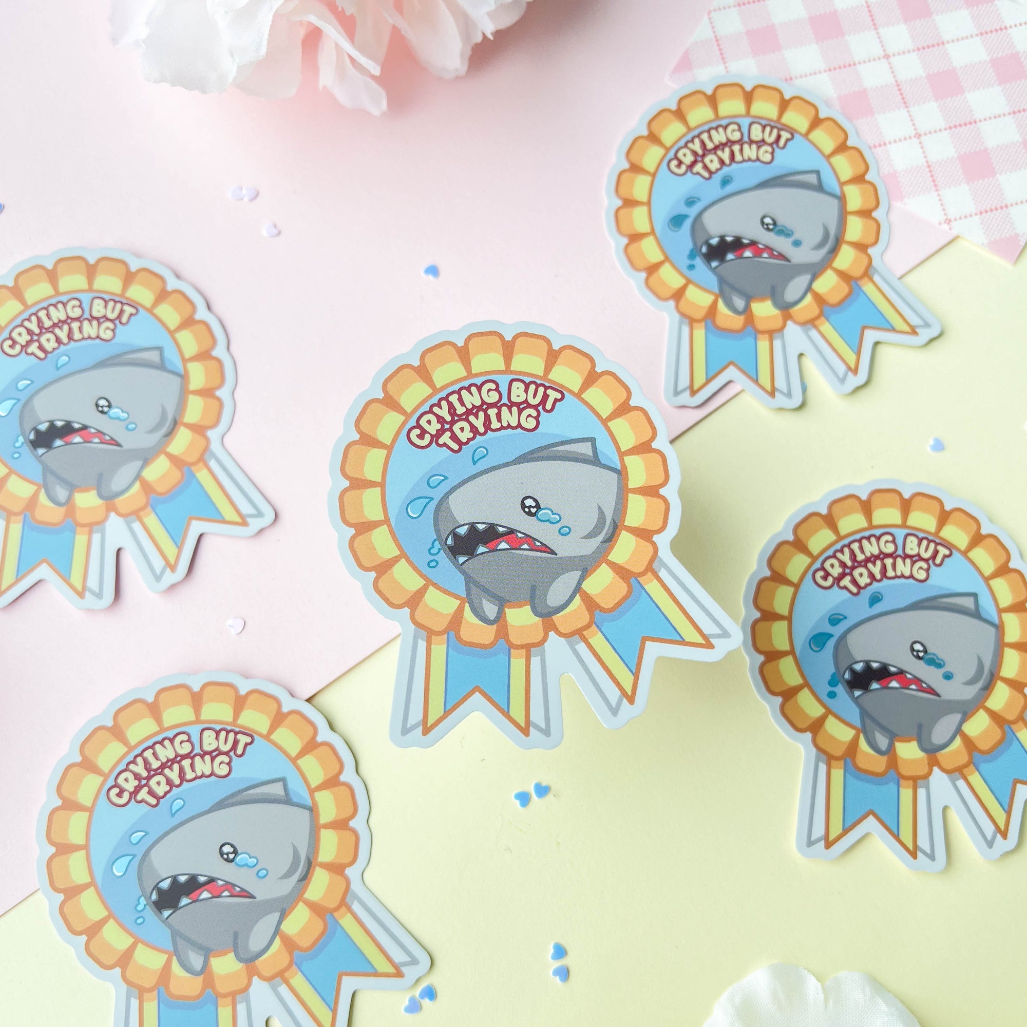 Crying But Trying Sticker