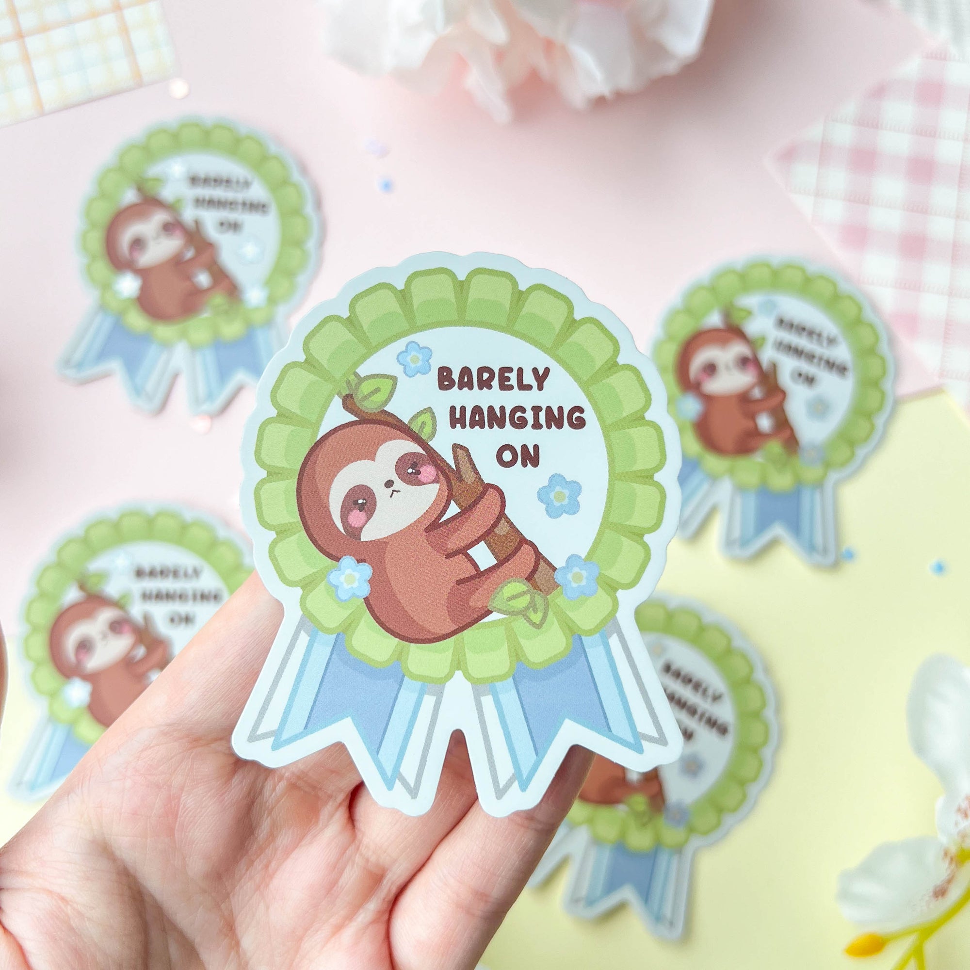 Barely Hanging On Sticker