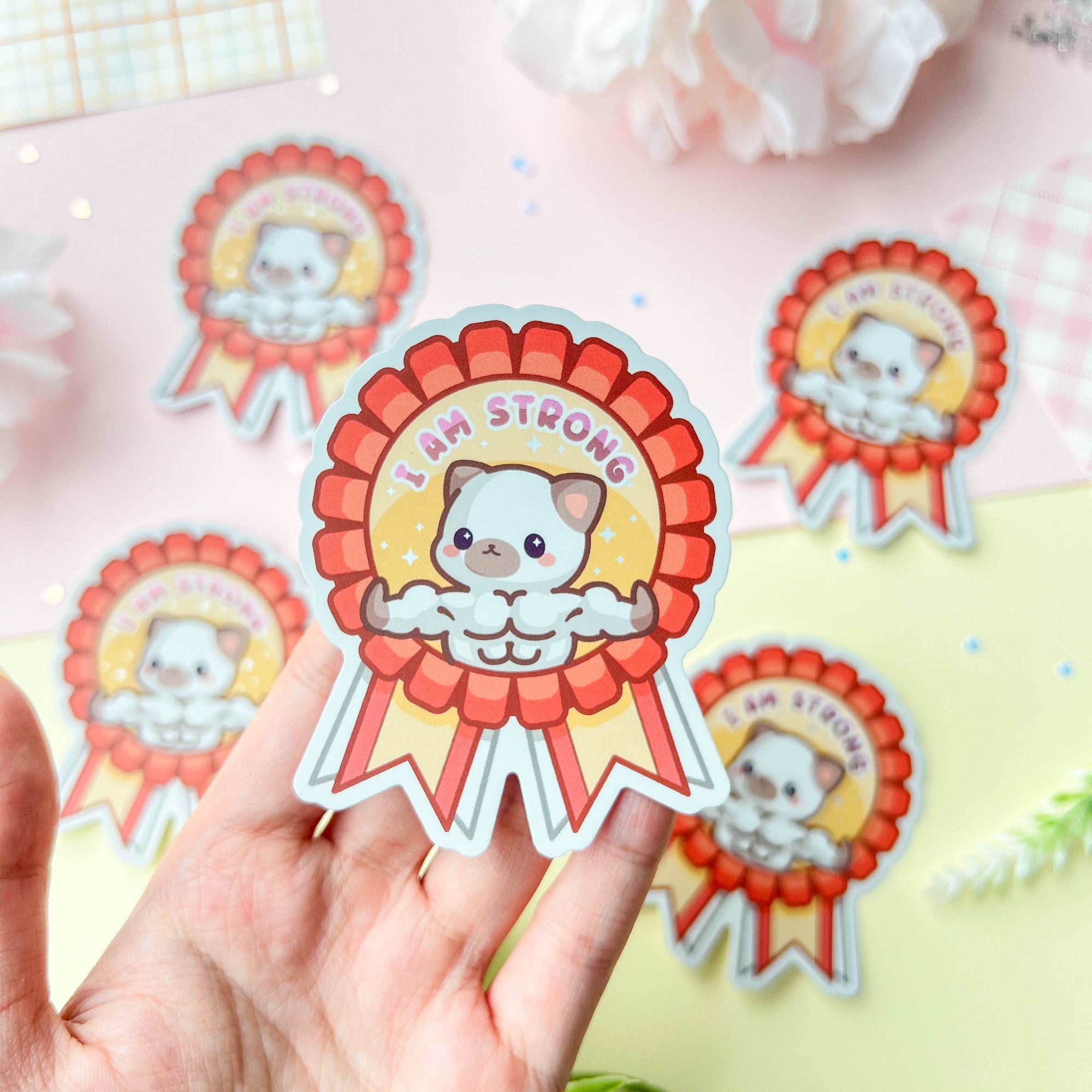 I Am Strong Buff Kitty Sticker