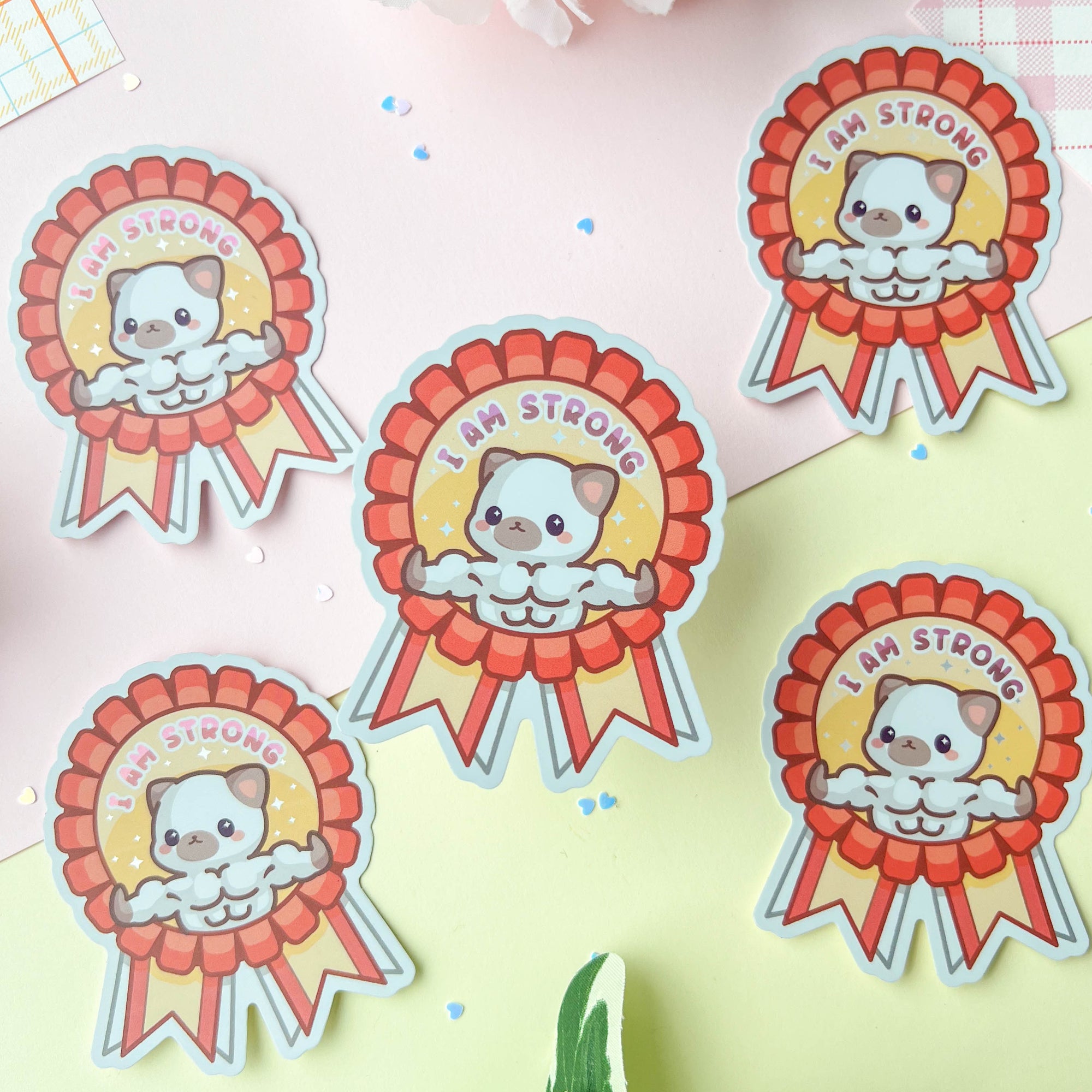 I Am Strong Buff Kitty Sticker