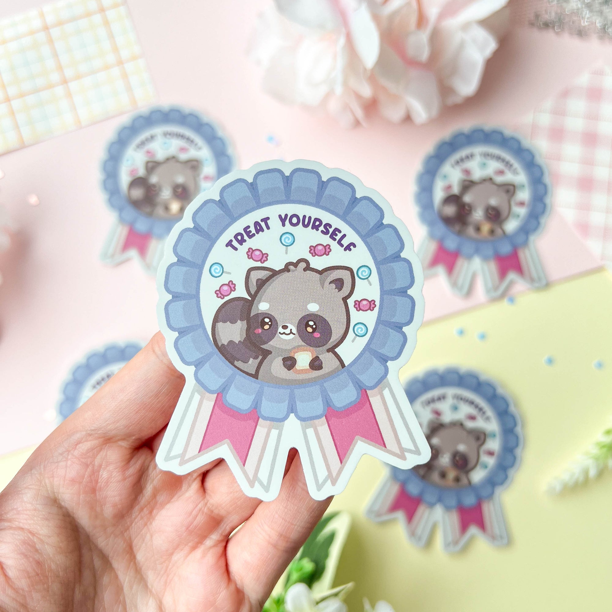 Treat Yourself Raccoon Sticker