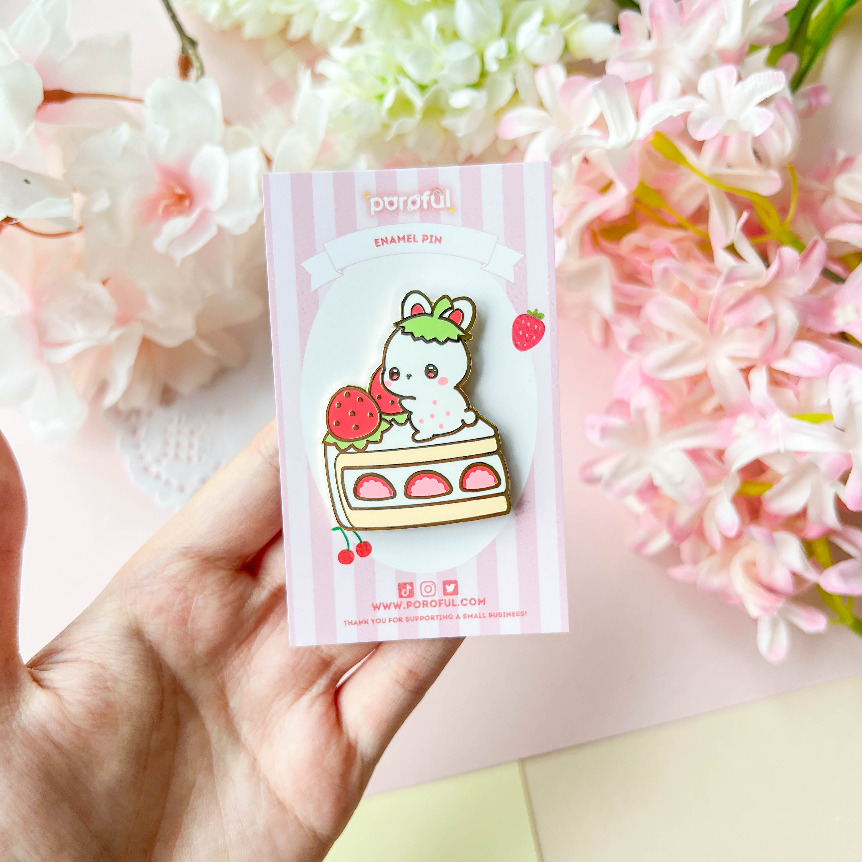 Strawberry Cake Bunny Pin