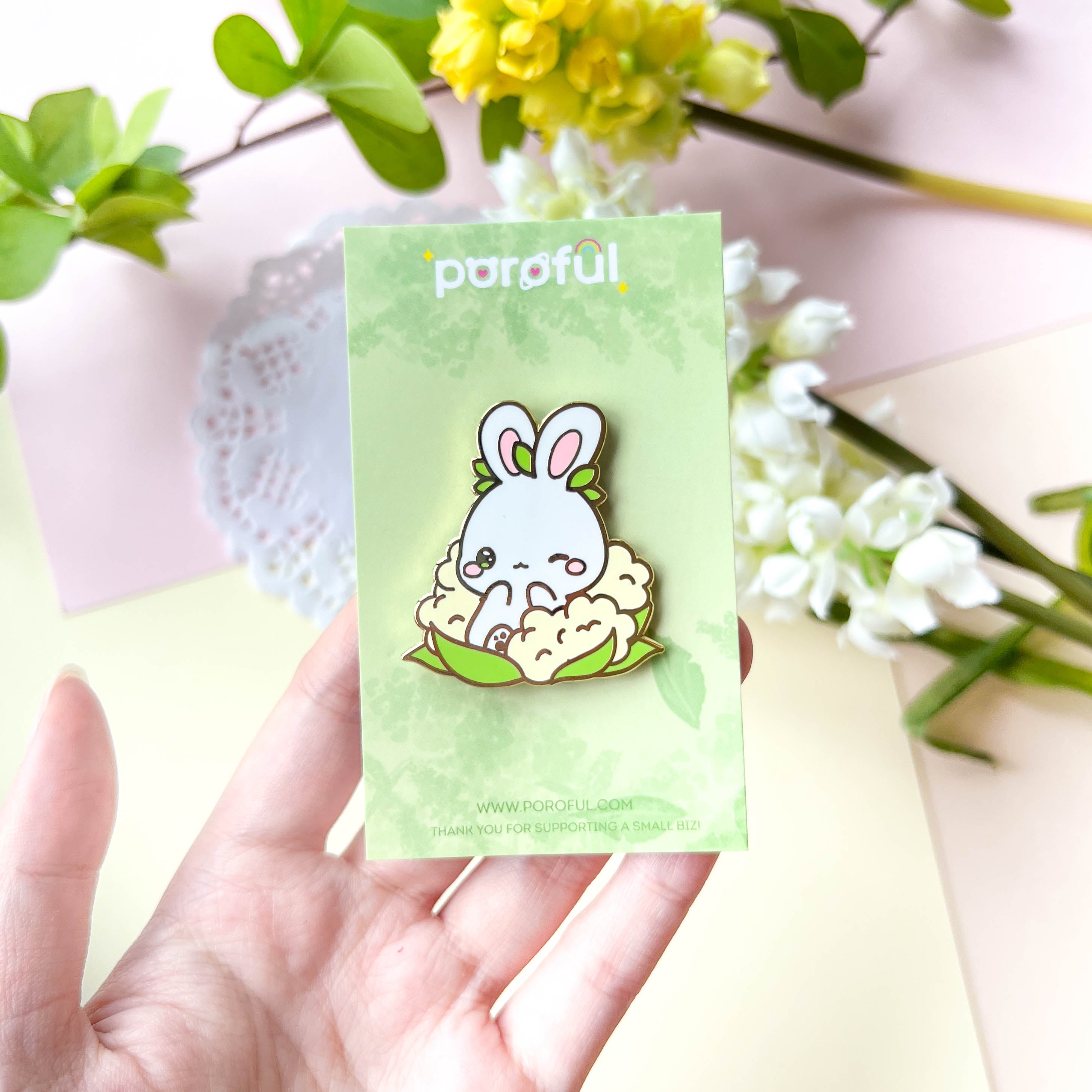 Cauliflower Bunny Pin – Poroful