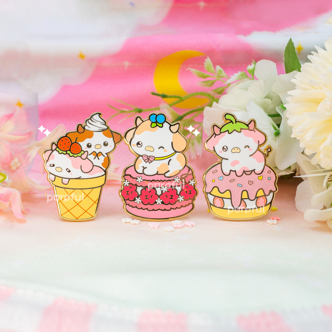 Strawberry Shortcake Cow Pin