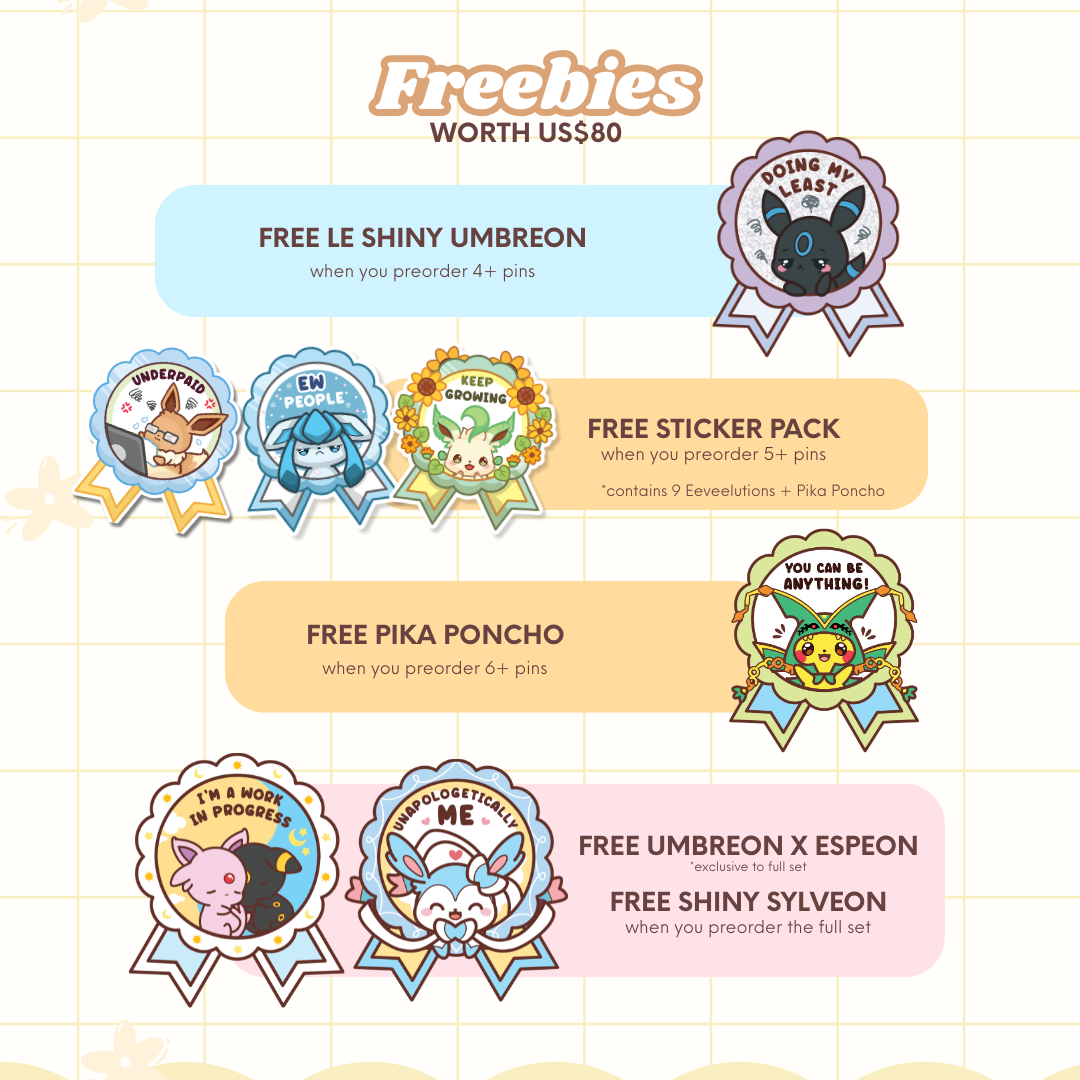 [PREORDER: SHIPS APRIL/MAY] Eeveelution Medal Pins
