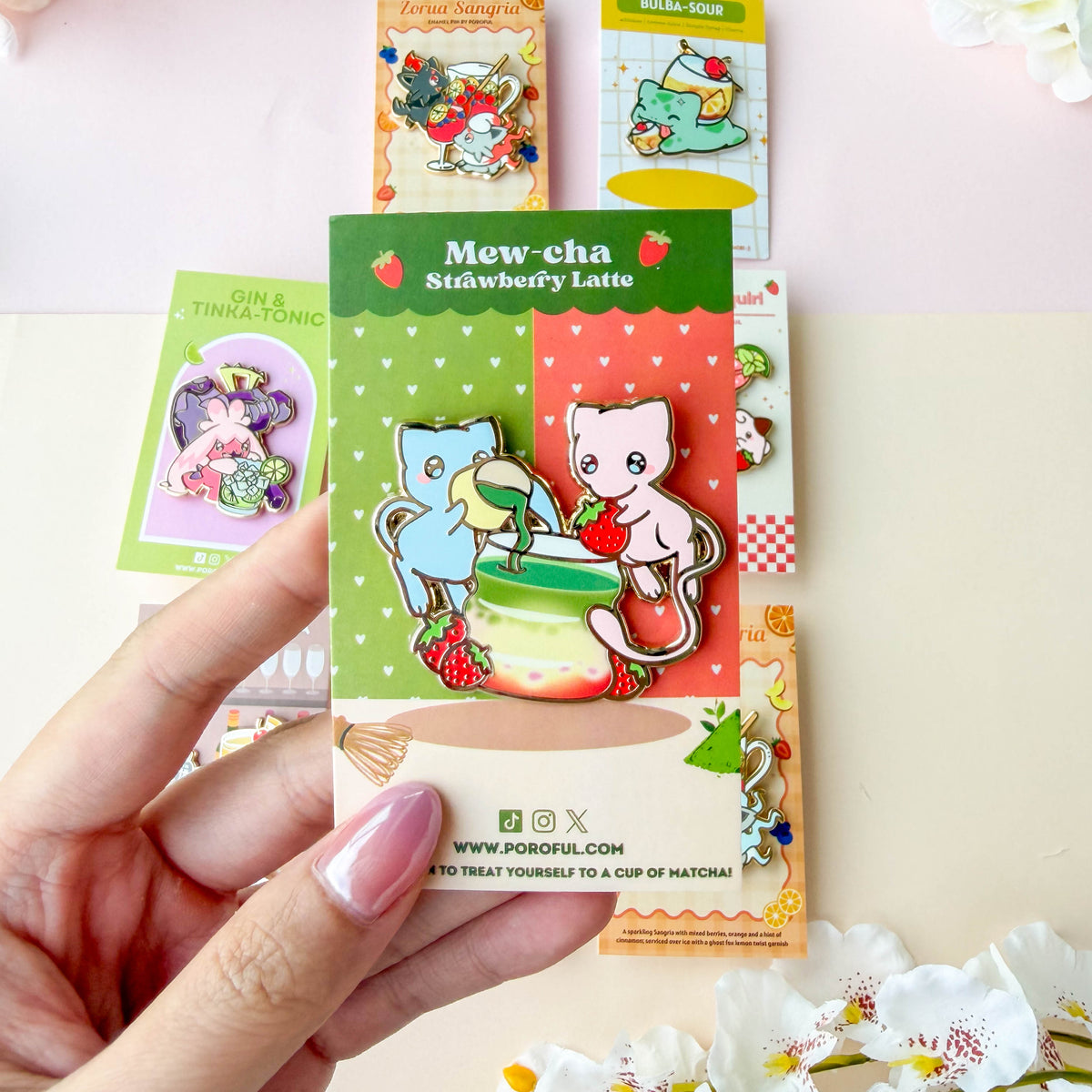 Mew-cha Strawberry Latte Pin