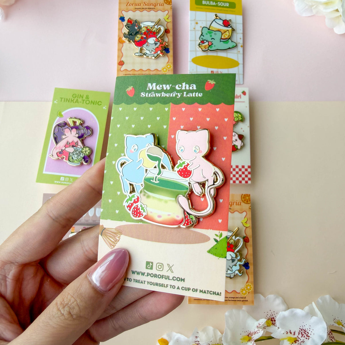 Mew-cha Strawberry Latte Pin