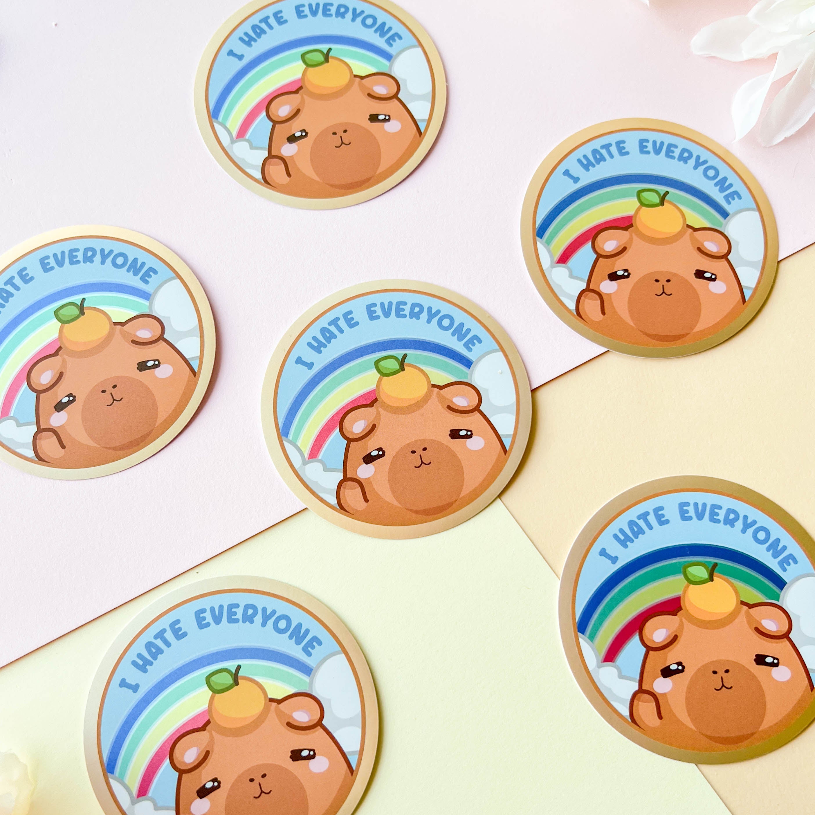 I Hate Everyone Capybara Sticker (3&quot;)