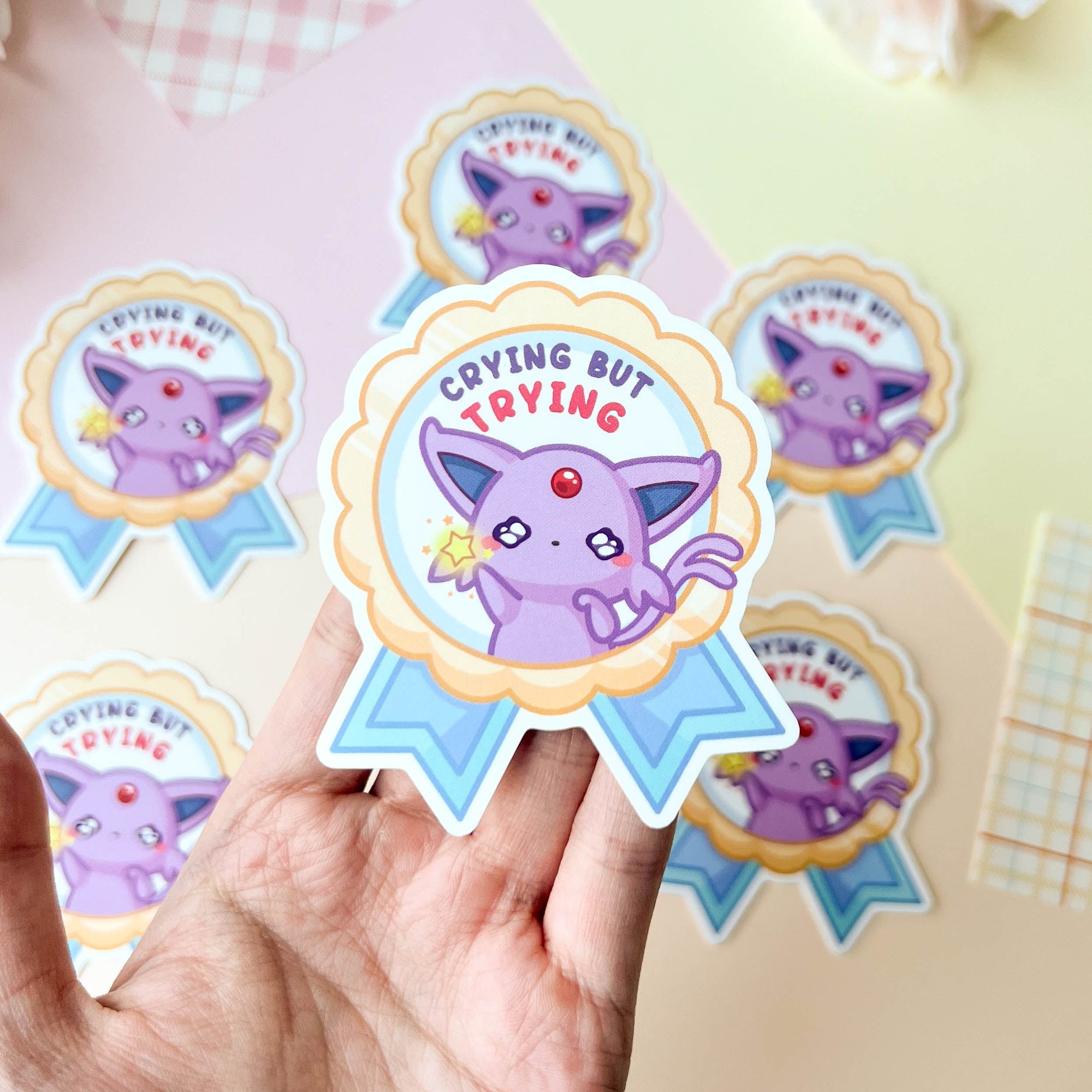 Crying But Trying Sticker