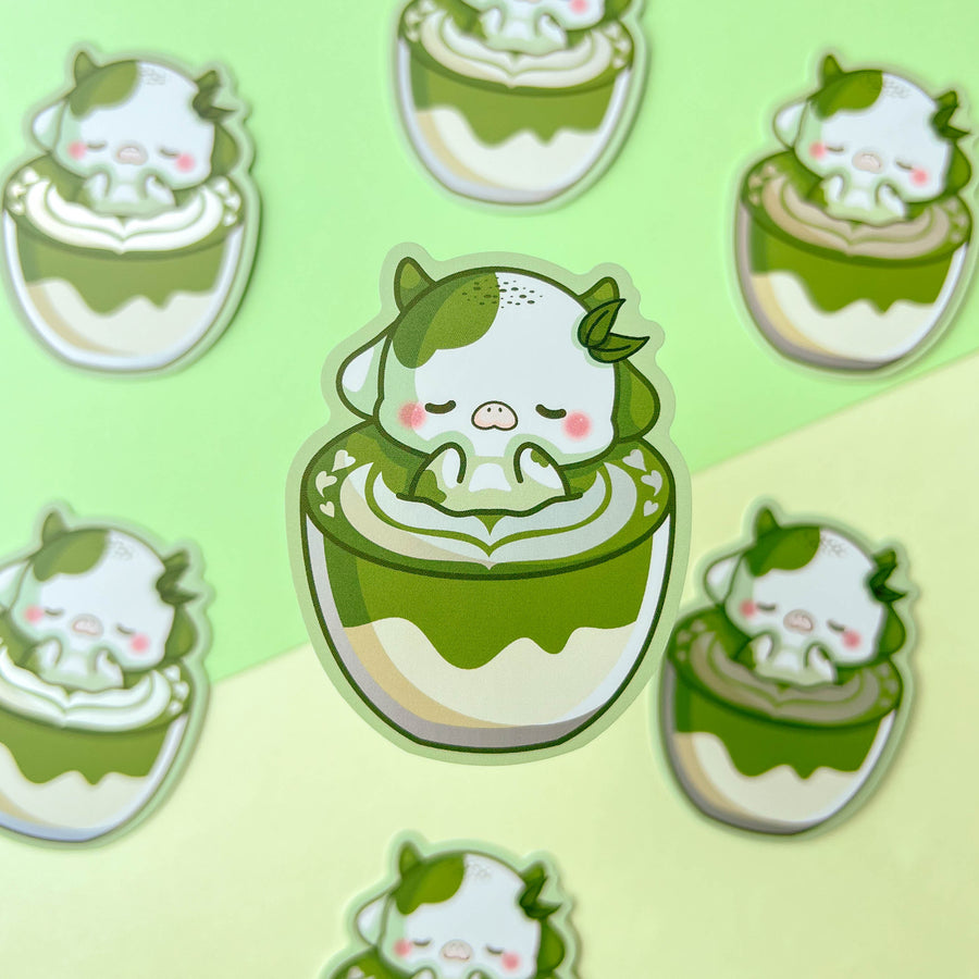 Matcha Latte Cow Sticker