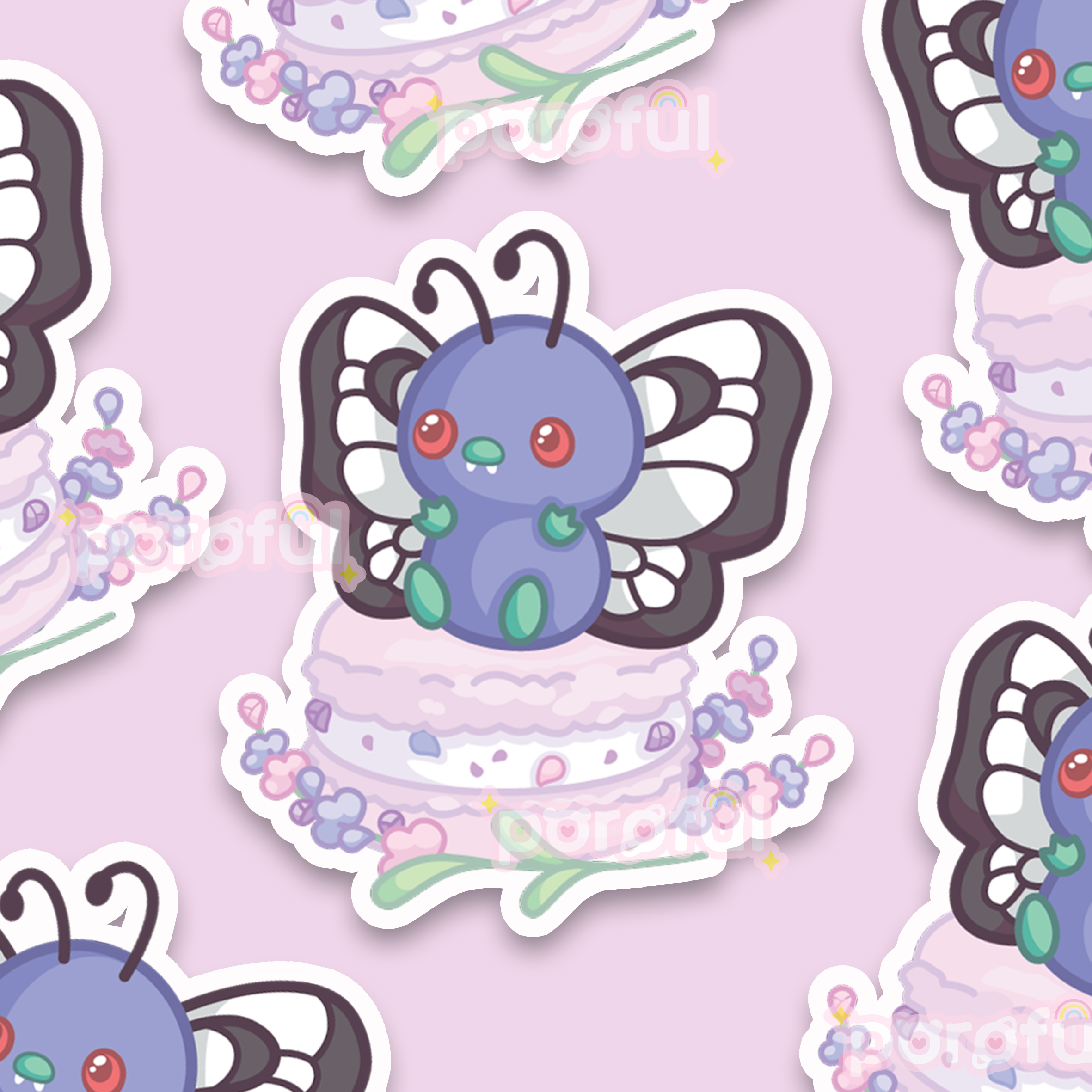 Butterfly Macaron Sticker (3&quot;)
