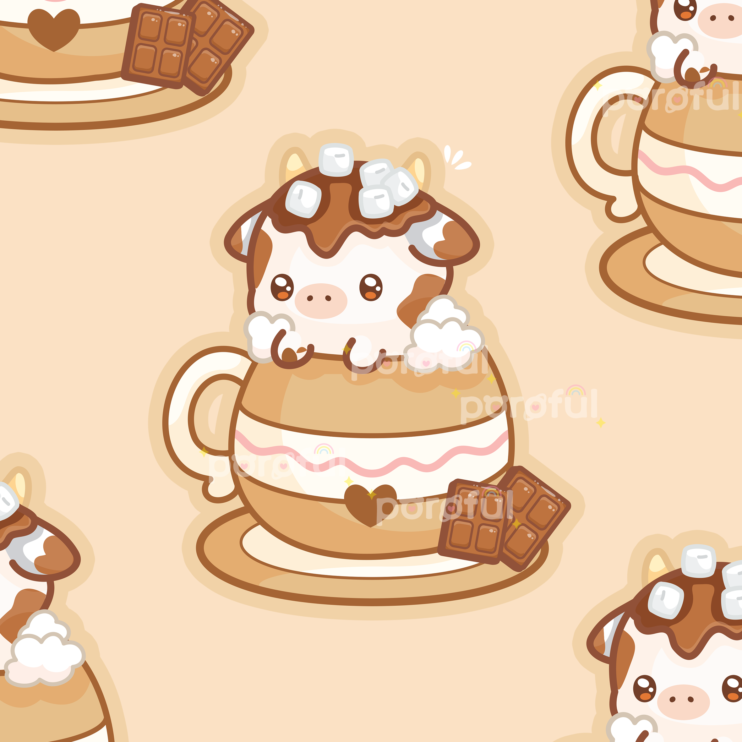 Hot Chocolate Cow Sticker