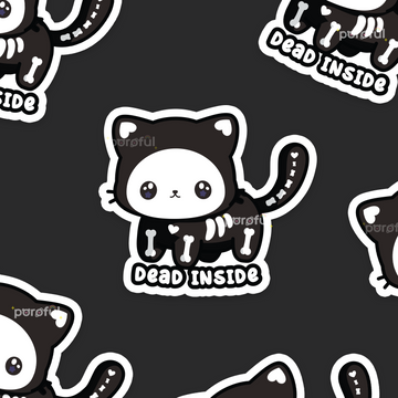 Dead Inside Cat Sticker (3")