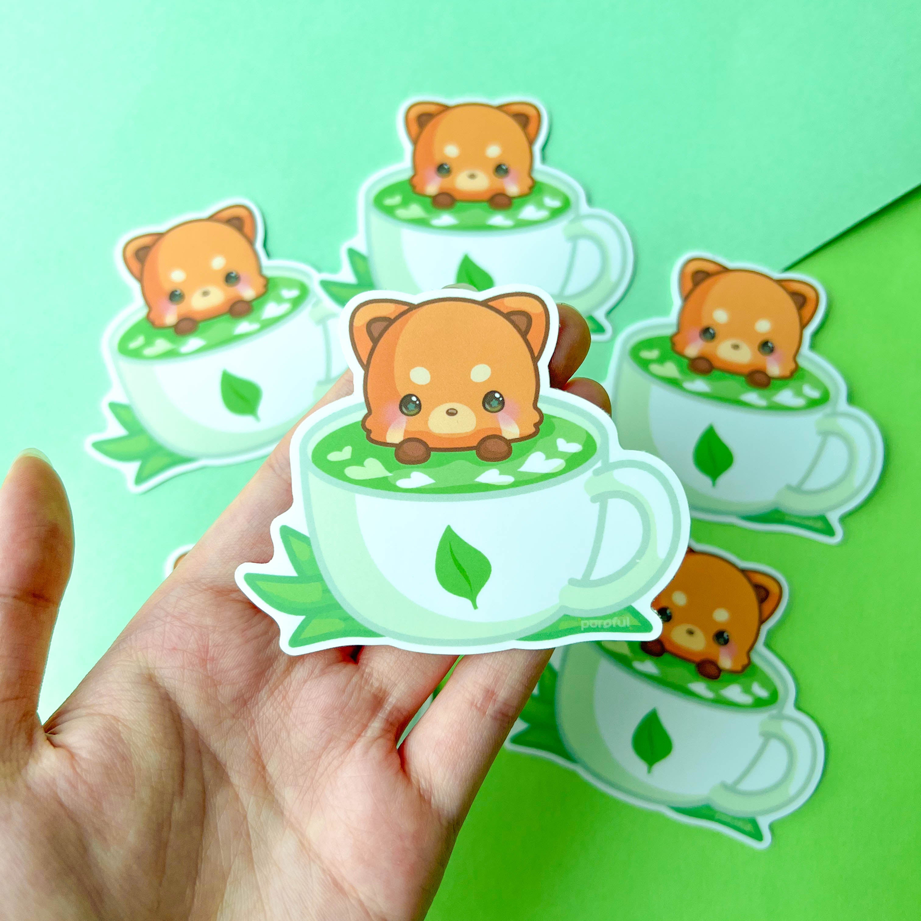 Red Panda Matcha Latte Sticker (3&quot;)