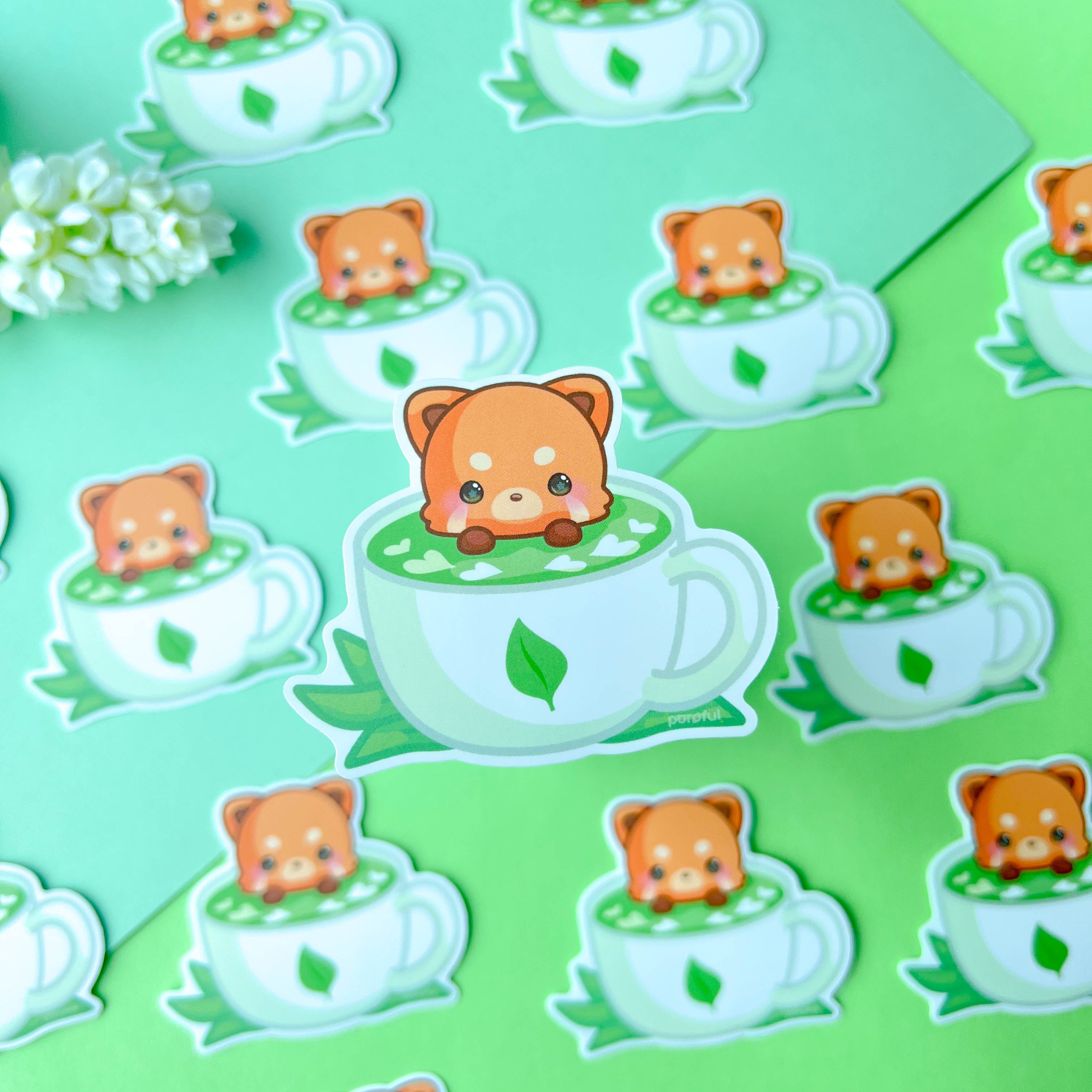 Red Panda Matcha Latte Sticker (3&quot;)