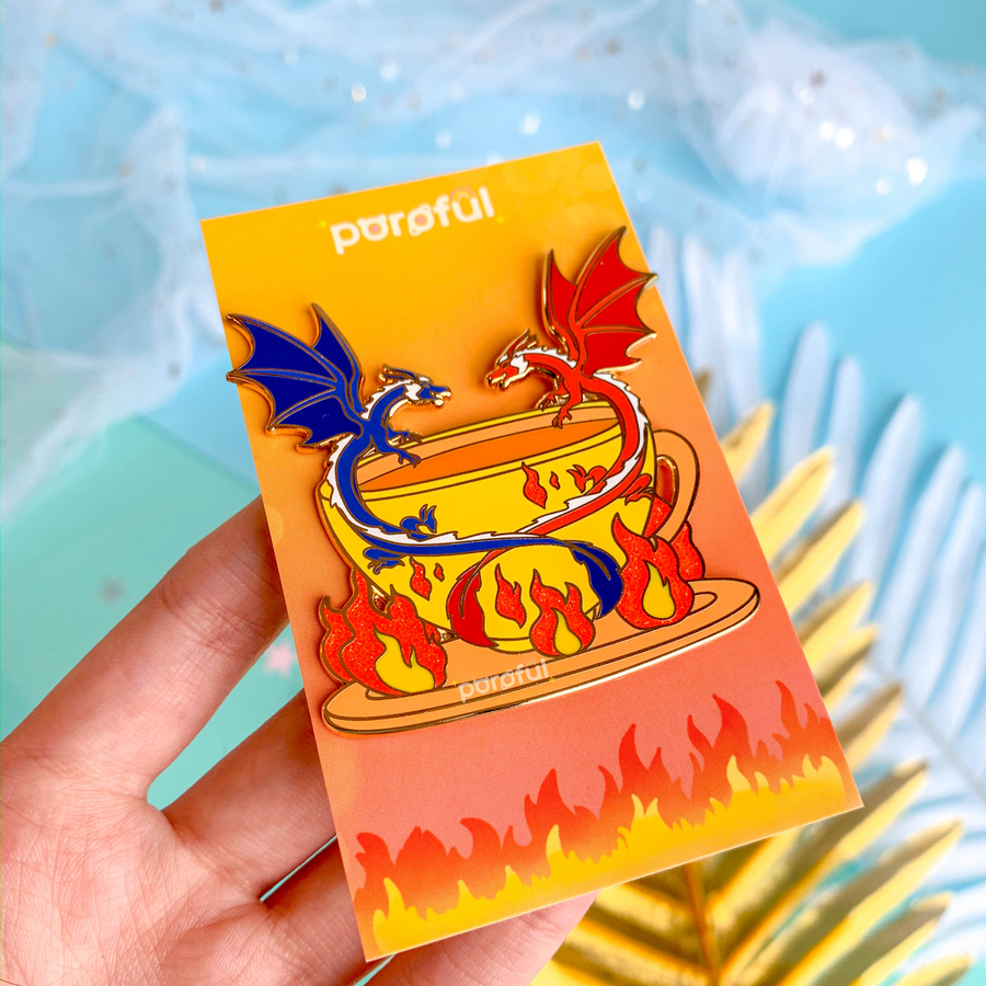Flaming Dragons Pin
