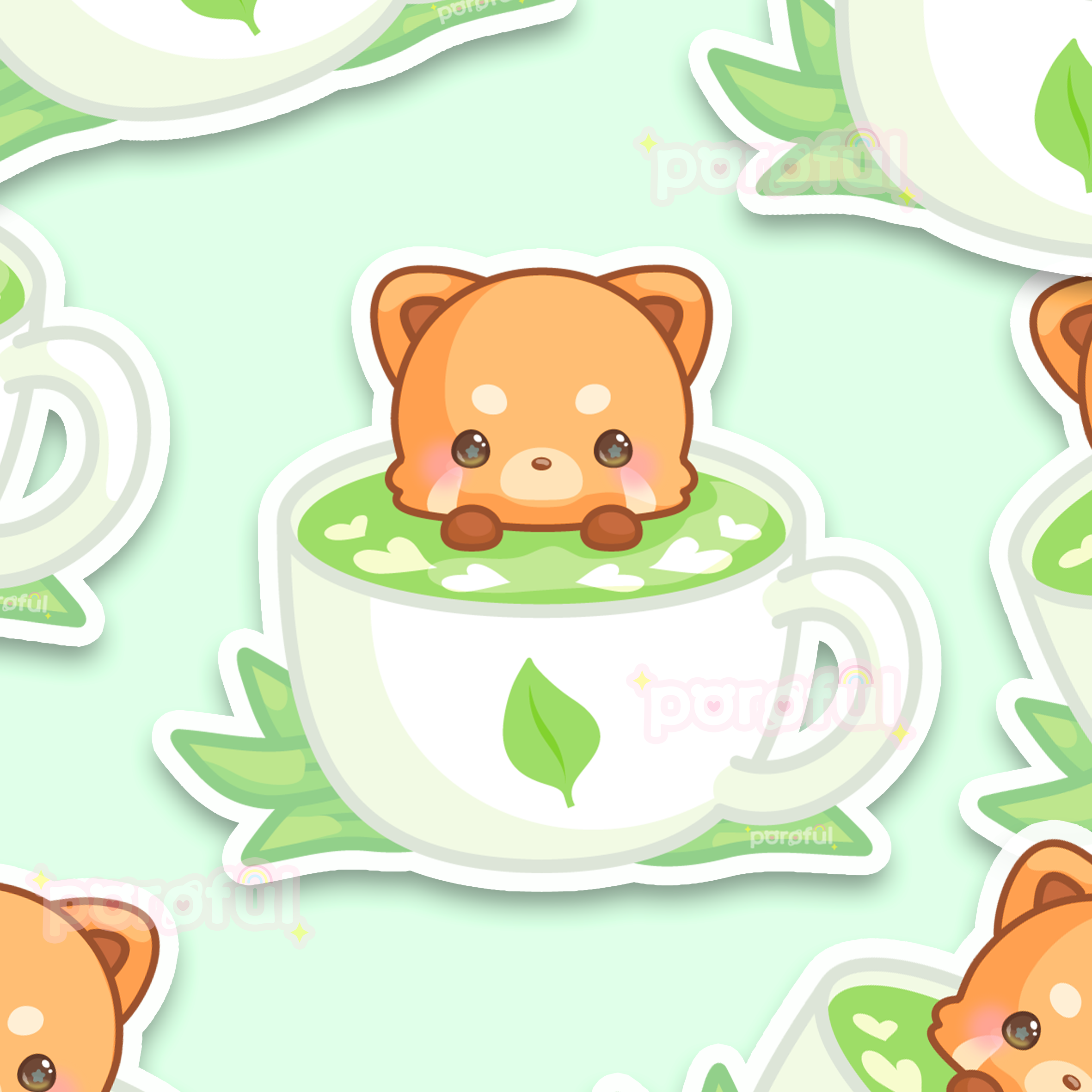 Red Panda Matcha Latte Sticker (3&quot;)